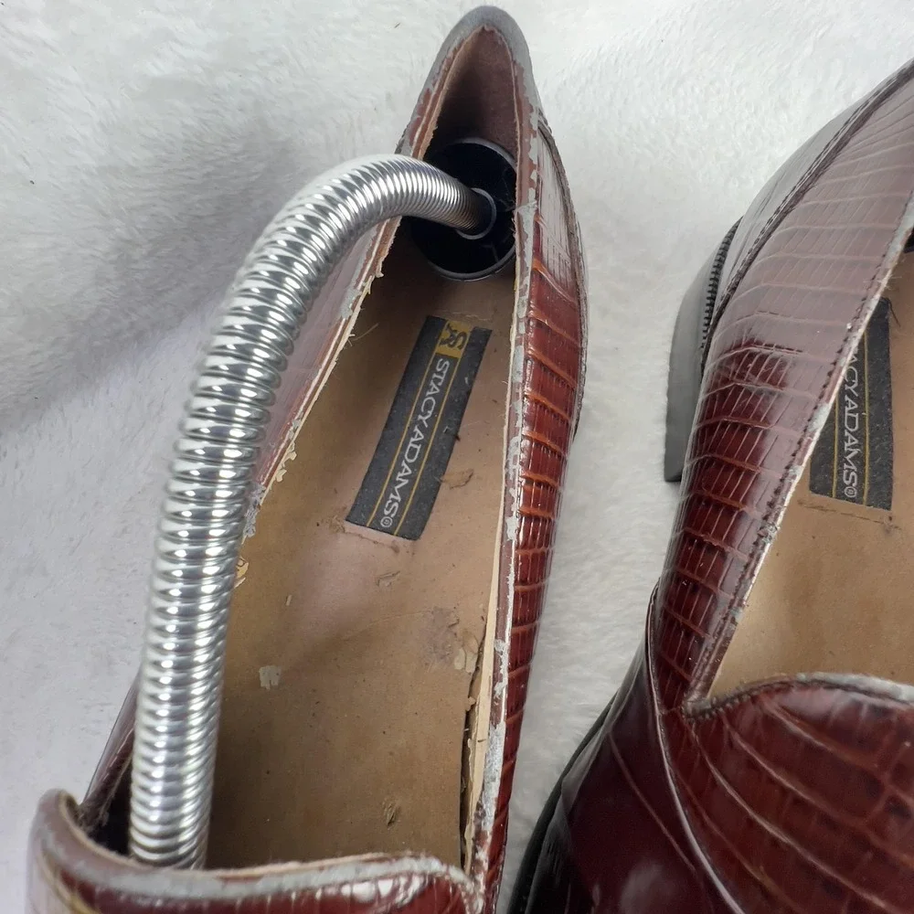 Stacy Adams Tassel Loafer Shoes Mens Size 11 Brown Genuine‎ Snake Dress Leather